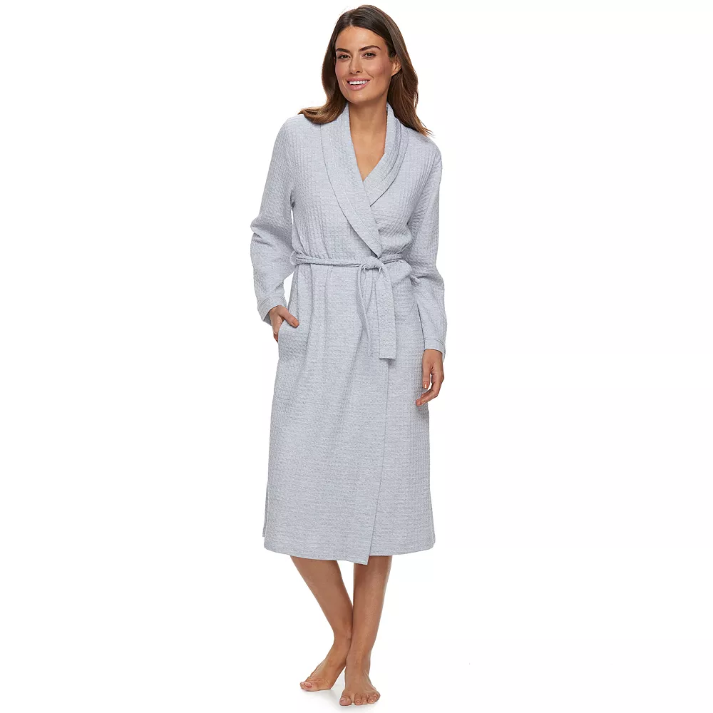 Women's Croft & Barrow® Waffle-Knit Long Shawl-Collar Robe 1 Women's Croft & Barrow® Waffle-Knit Long Shawl-Collar Robe