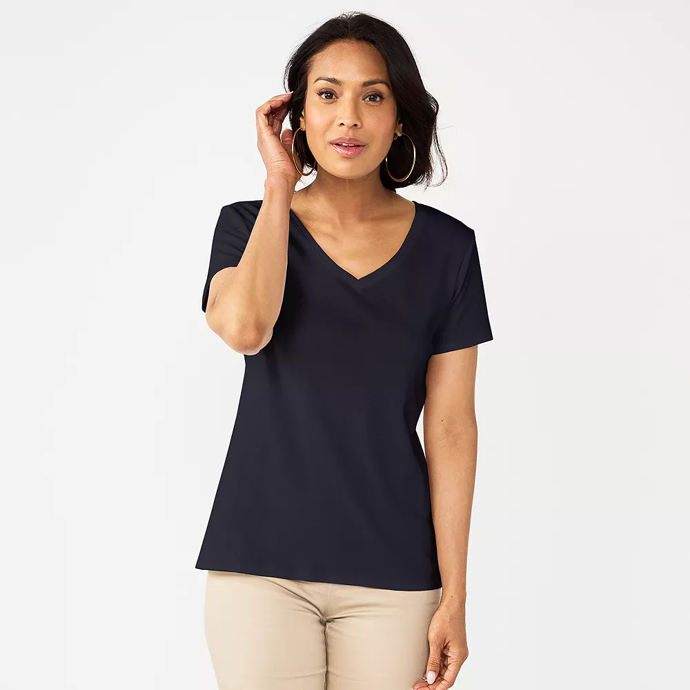 Women's Croft & Barrow® Essential V-Neck Tee 1 Women's Croft & Barrow® Essential V-Neck Tee