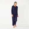 Women's Croft & Barrow® Textured Knit Henley Long Sleeve Pajama Top & Pajama Pants Sleep Set
