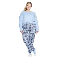 Plus Size Croft & Barrow® Velour Long Sleeve Pajama Top & Pajama Pants Set -women fashion 5041065 ALT2