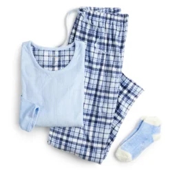 Petite Croft & Barrow® Velour Long Sleeve Pajama Top & Pajama Pants Set -women fashion 5041069 ALT5