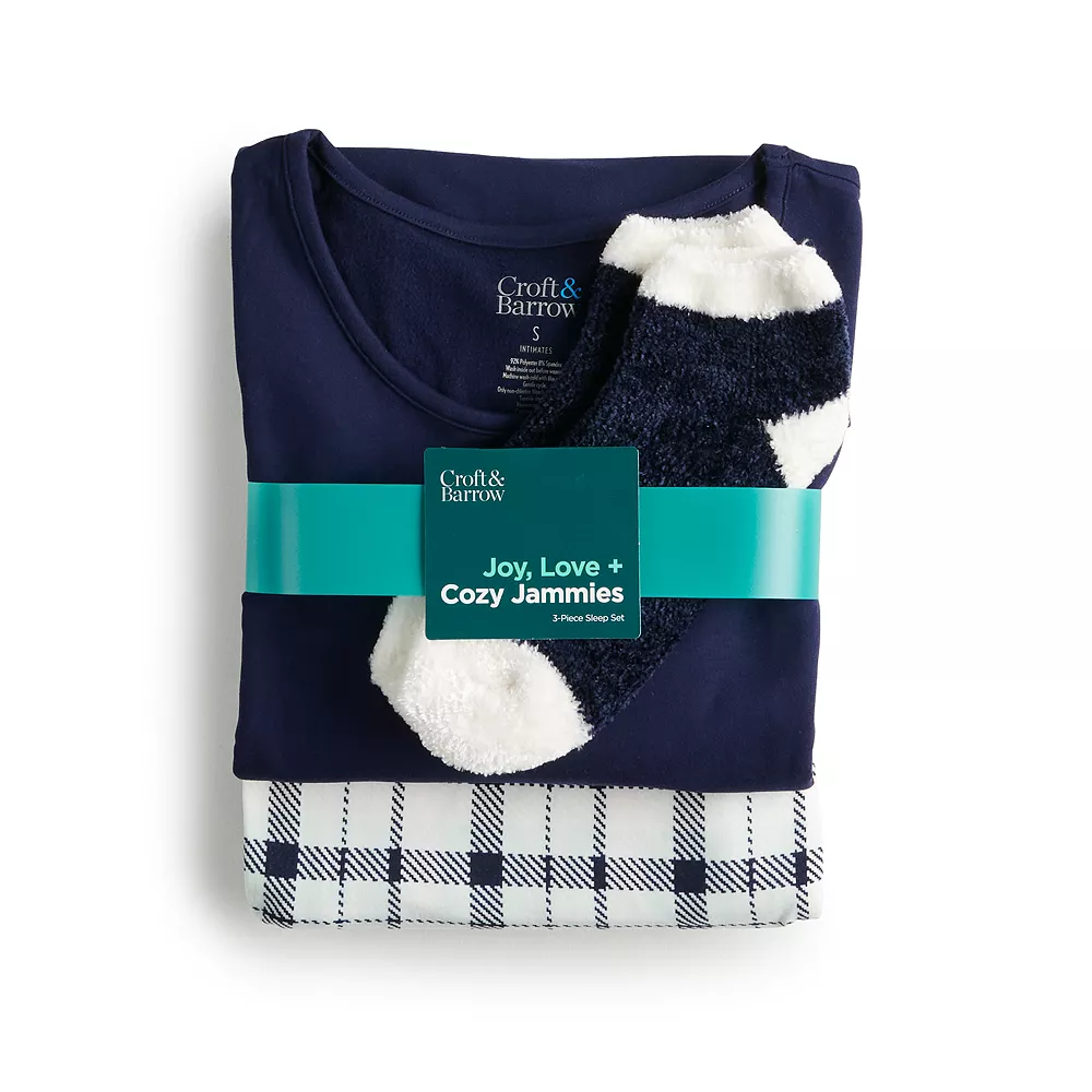 Women's Croft & Barrow® Long Sleeve Pajama Top & Pajama Pants Sleep Set 3 Women's Croft & Barrow® Long Sleeve Pajama Top & Pajama Pants Sleep Set - Image 3
