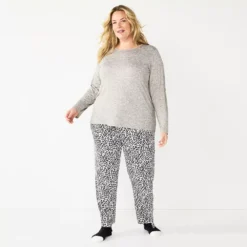 Plus Size Croft & Barrow® Long Sleeve Pajama Top & Pajama Pants Set
