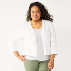 Plus Size Croft & Barrow® Open-Front Crop Cardigan