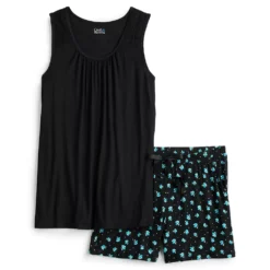 Women's Croft & Barrow® Pajama Tank & Pajama Shorts Sleep Set -women fashion 5514257 ALT5