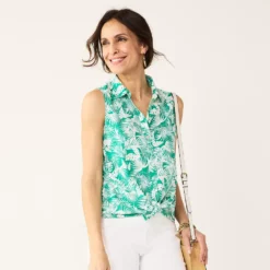 Women's Croft & Barrow® Sleeveless Linen Blend Shirt