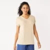 Women's Croft & Barrow Lace Trim Linen-Blend Tee