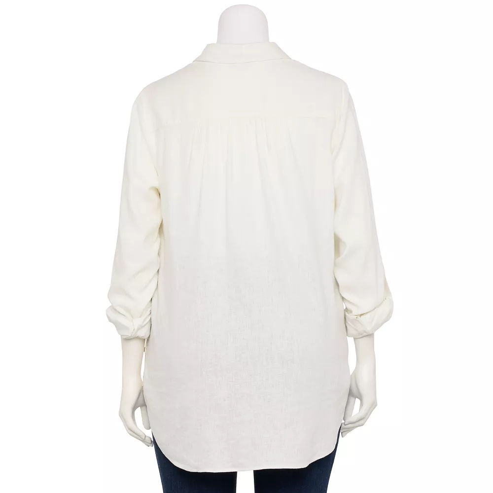 Plus Size Croft & Barrow® Linen-Blend Popover Tunic 2 Plus Size Croft & Barrow® Linen-Blend Popover Tunic - Image 2