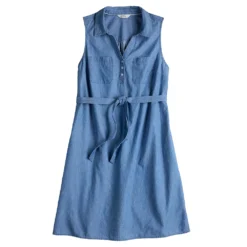 Women's Croft & Barrow® Sleeveless Chambray Shirtdress -women fashion 5585765 ALT5