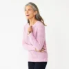 Petite Croft & Barrow® Crewneck Cable Sweater