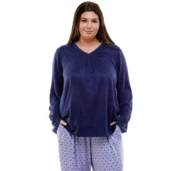 Plus Size Croft & Barrow® Whisperluxe Long Sleeve Pajama Top