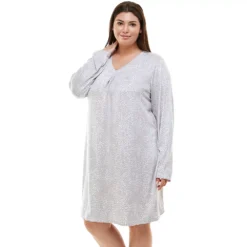 Plus Size Croft & Barrow® Whisperluxe Long Sleeve Sleepshirt -women fashion 5597049 ALT2