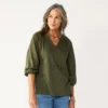 Petite Croft & Barrow® Three Quarter Sleeve Peasant Top