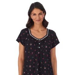 Women's Croft & Barrow® Cozy Short Sleeve Smocked Nightgown 6 Women's Croft & Barrow® Cozy Short Sleeve Smocked Nightgown -women fashion 5637631 ALT2