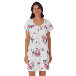 Women's Croft & Barrow® Cozy Short Sleeve Smocked Nightgown