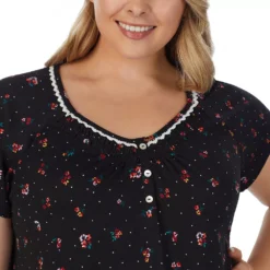 Plus Size Croft & Barrow® Cozy Short Sleeve Smocked Nightgown -women fashion 5637632 ALT3