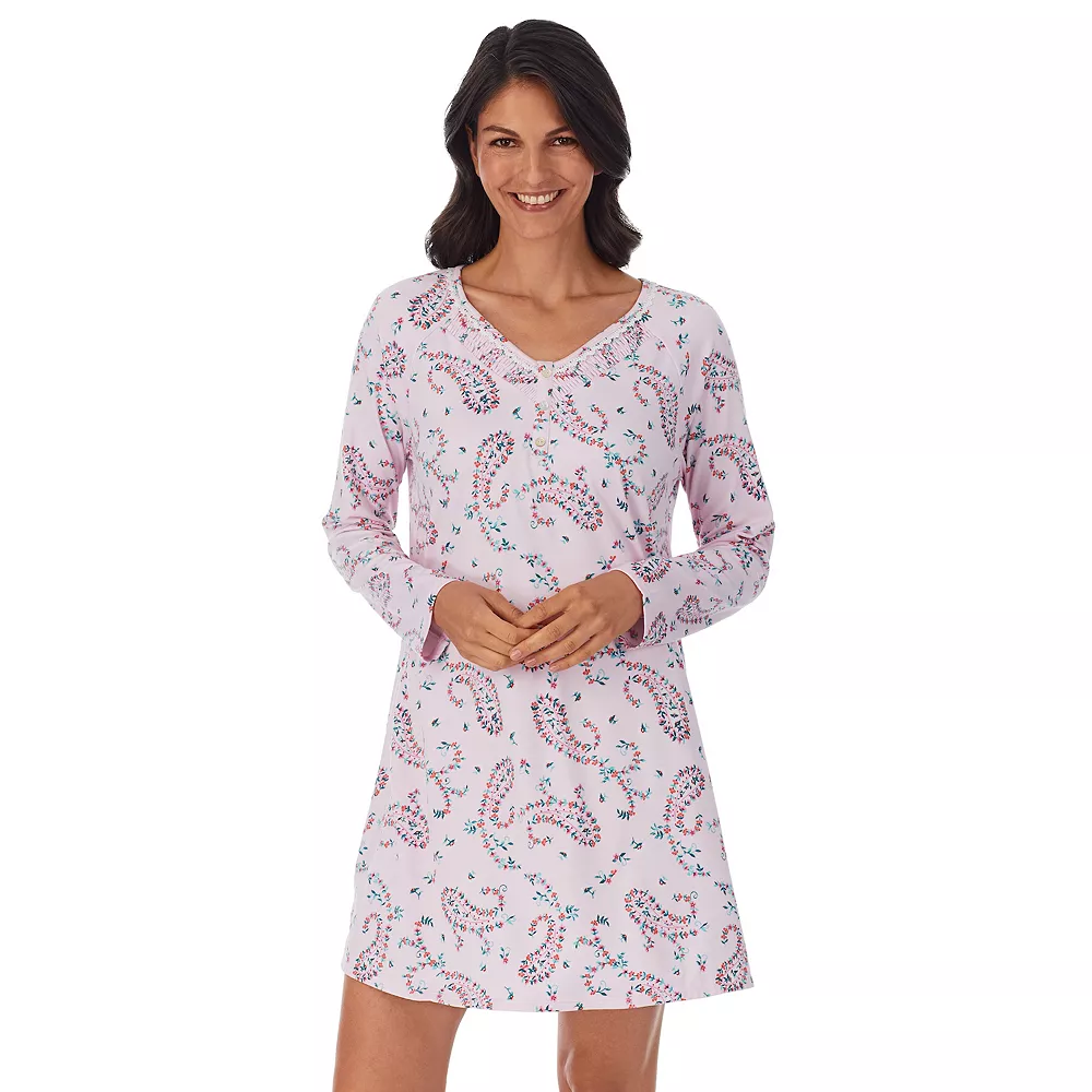 Petite Croft & Barrow® Cozy Long Sleeve Smocked Nightgown 1 Petite Croft & Barrow® Cozy Long Sleeve Smocked Nightgown