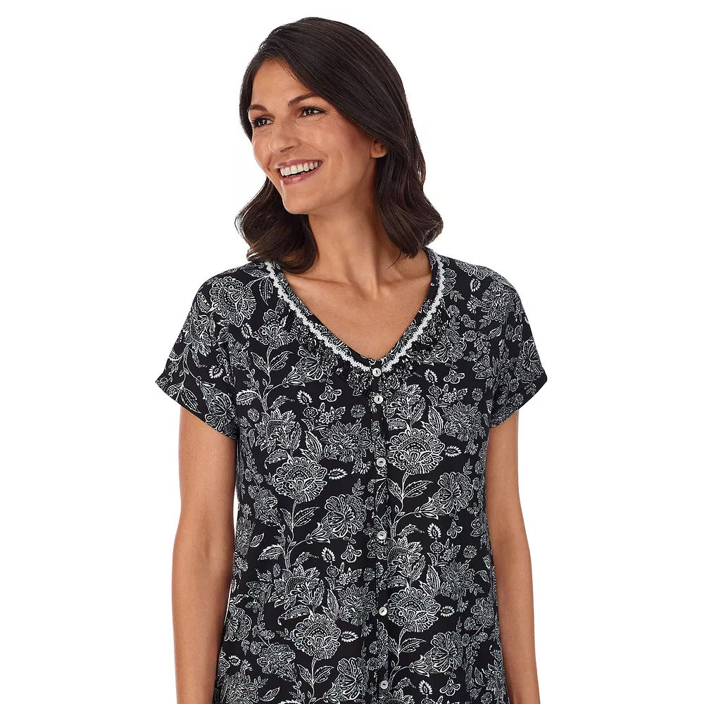 Petite Croft & Barrow® Cozy Short Sleeve Button-Front Pajama Top & Pajama Pants Sleep Set 3 Petite Croft & Barrow® Cozy Short Sleeve Button-Front Pajama Top & Pajama Pants Sleep Set - Image 3