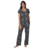 Petite Croft & Barrow® Cozy Short Sleeve Button-Front Pajama Top & Pajama Pants Sleep Set