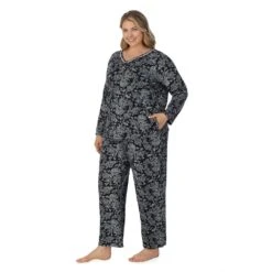Plus Size Croft & Barrow® Cozy Long Sleeve Pajama Top & Pajama Pants Sleep Set -women fashion 5637645 ALT2