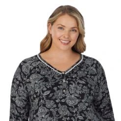 Plus Size Croft & Barrow® Cozy Long Sleeve Pajama Top & Pajama Pants Sleep Set -women fashion 5637645 ALT3