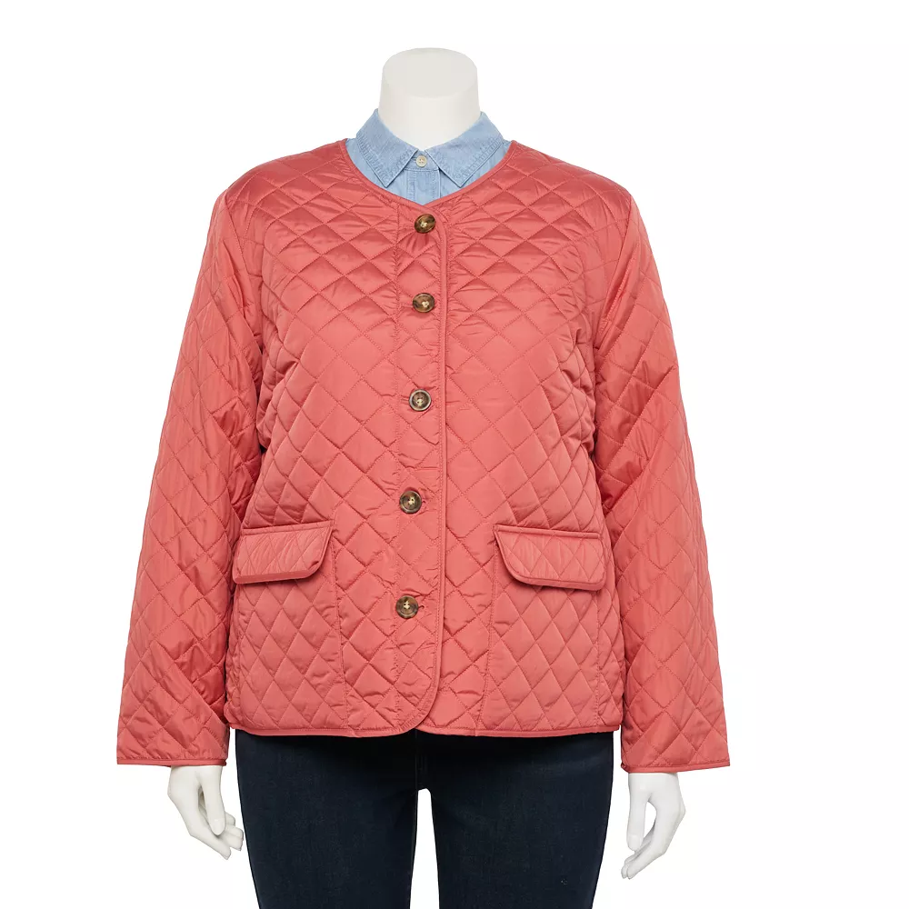 Plus Size Croft & Barrow® Quilted Snap-Front Jacket 1 Plus Size Croft & Barrow® Quilted Snap-Front Jacket