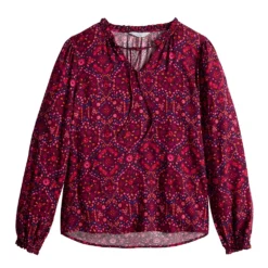 Women's Croft & Barrow® Tiered Textured Blouse -women fashion 5659396 ALT5