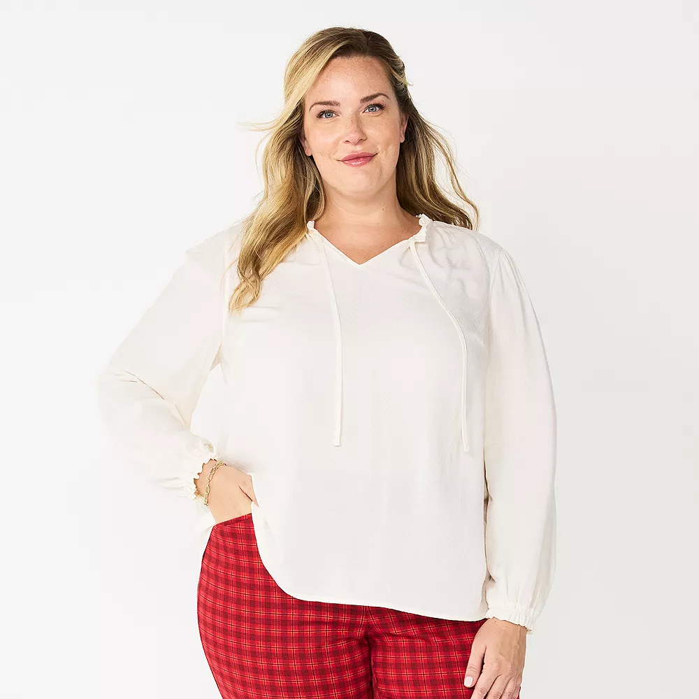 Plus Size Croft & Barrow® Tiered Textured Blouse 1 Plus Size Croft & Barrow® Tiered Textured Blouse