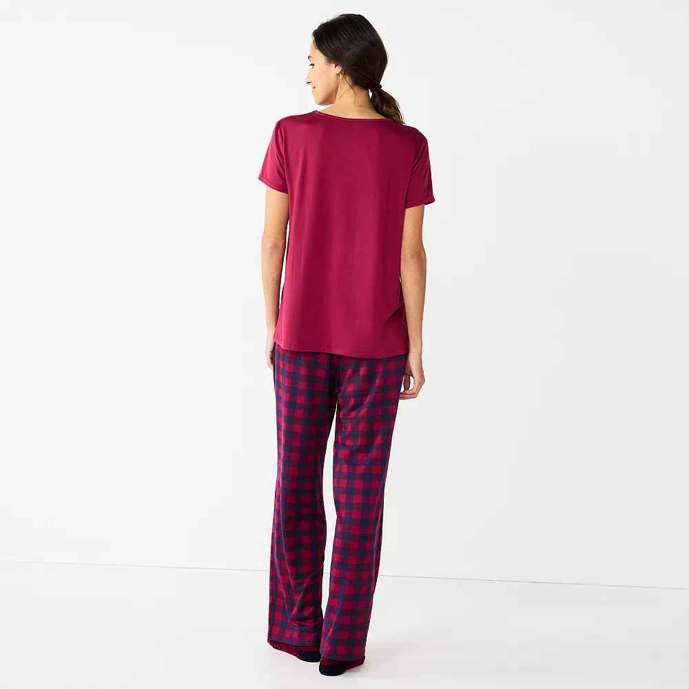 Women's Croft & Barrow® Short Sleeve Pajama Top & Pajama Pants Sleep Set 2 Women's Croft & Barrow® Short Sleeve Pajama Top & Pajama Pants Sleep Set - Image 2