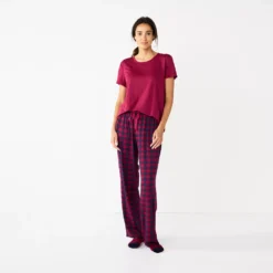 Women's Croft & Barrow® Short Sleeve Pajama Top & Pajama Pants Sleep Set 6 Women's Croft & Barrow® Short Sleeve Pajama Top & Pajama Pants Sleep Set -women fashion 5666788 ALT2
