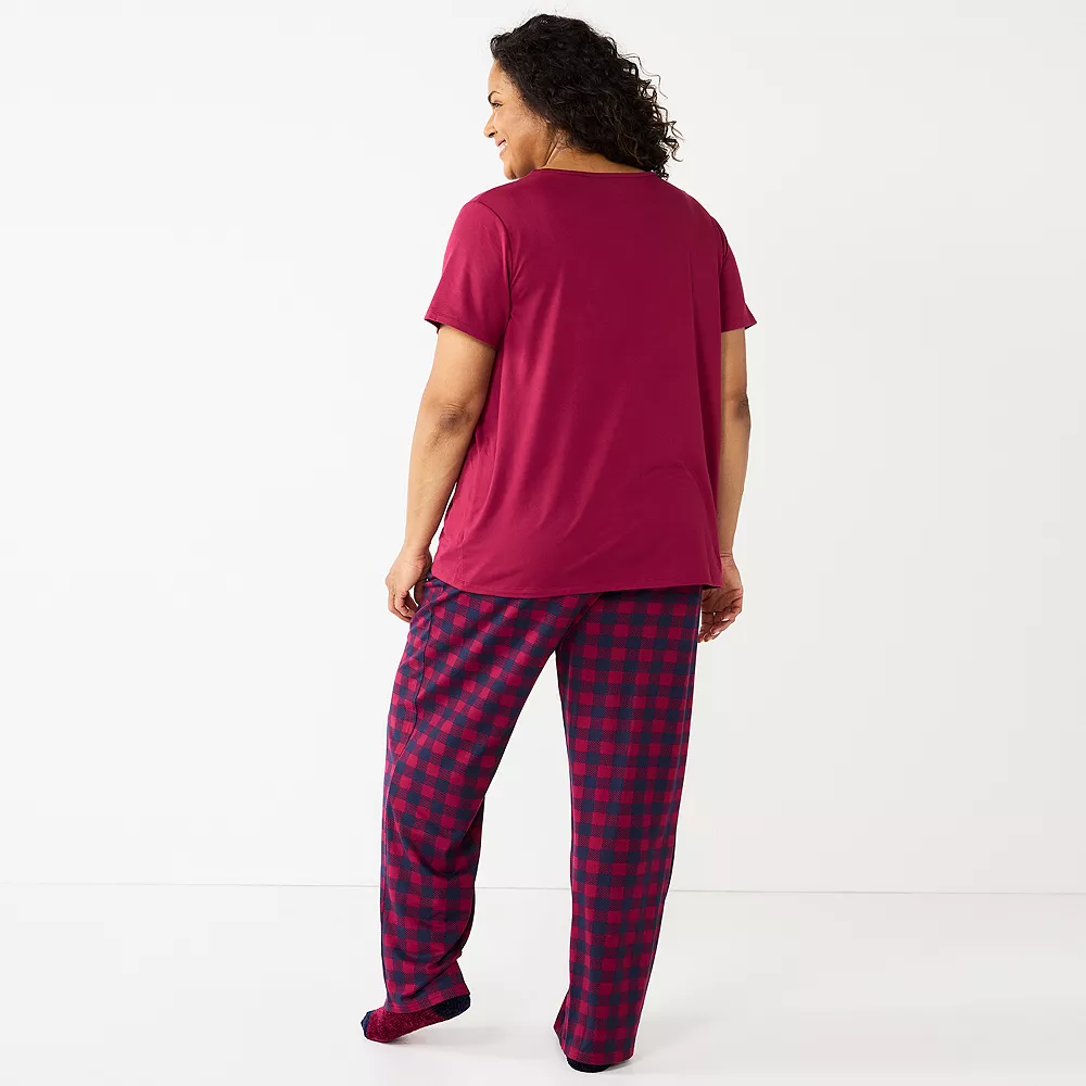 Plus Size Croft & Barrow® Short Sleeve Pajama Top & Pajama Pants Sleep Set 2 Plus Size Croft & Barrow® Short Sleeve Pajama Top & Pajama Pants Sleep Set - Image 2