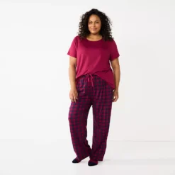 Plus Size Croft & Barrow® Short Sleeve Pajama Top & Pajama Pants Sleep Set 5 Plus Size Croft & Barrow® Short Sleeve Pajama Top & Pajama Pants Sleep Set -women fashion 5666789 ALT2