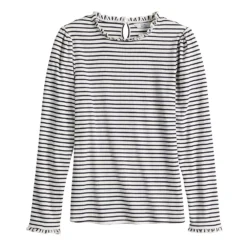 Women's Croft & Barrow® Long Sleeve Ruffle Neck Top -women fashion 5670499 ALT5