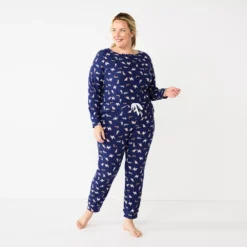 Plus Size Croft & Barrow® Long Sleeve Pajama Top & Pajama Pants Sleep Set -women fashion 5677587 ALT2