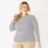 Plus Size Croft & Barrow® Long Sleeve Ruffle Neck Top