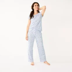 Women's Croft & Barrow® Short Sleeve Pajama Top & Pajama Pants Cotton Sleep Set 6 Women's Croft & Barrow® Short Sleeve Pajama Top & Pajama Pants Cotton Sleep Set -women fashion 5708272 ALT2