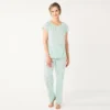 Women's Croft & Barrow® Short Sleeve Pajama Top & Pajama Pants Cotton Sleep Set