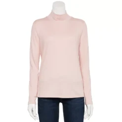 Petite Croft & Barrow® Long Sleeve Mockneck Top