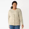 Plus Size Croft & Barrow® Stitch Crewneck Cardigan