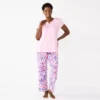 Women's Croft & Barrow® Short Sleeve Henley Pajama Top & Pajama Pants Sleep Set