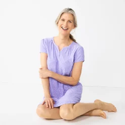 Women's Croft & Barrow® Short Sleeve Henley Short Sleeve Nightgown -women fashion 5774133 ALT2