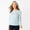 Petite Croft & Barrow® Cable Jacquard Long Sleeve Top