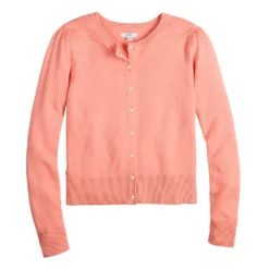 Women's Croft & Barrow® Crewneck Puff Sleeve Cardigan -women fashion 5795189 ALT5