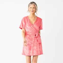 Women's Croft & Barrow® Short Sleeve Terry Wrap Robe