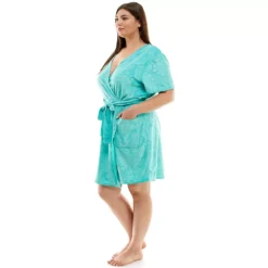 Plus Size Croft & Barrow® Short Sleeve Terry Wrap Robe -women fashion 5796060 ALT2