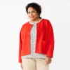 Plus Size Croft & Barrow® Collarless Knit Jacket