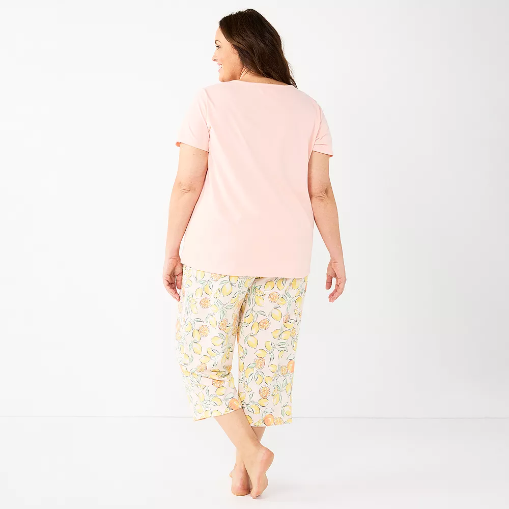 Plus Size Croft & Barrow® Short Sleeve Pajama Top & Capri Pajama Pants Sleep Set 2 Plus Size Croft & Barrow® Short Sleeve Pajama Top & Capri Pajama Pants Sleep Set - Image 2